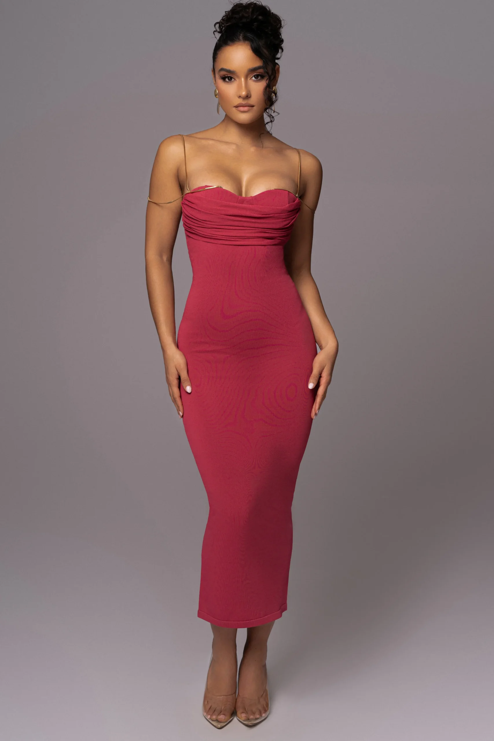 Pink La Lune Drape Midi Dress*JLUXLABEL Sale