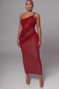 Red Alari One Shoulder Maxi Dress*JLUXLABEL Outlet