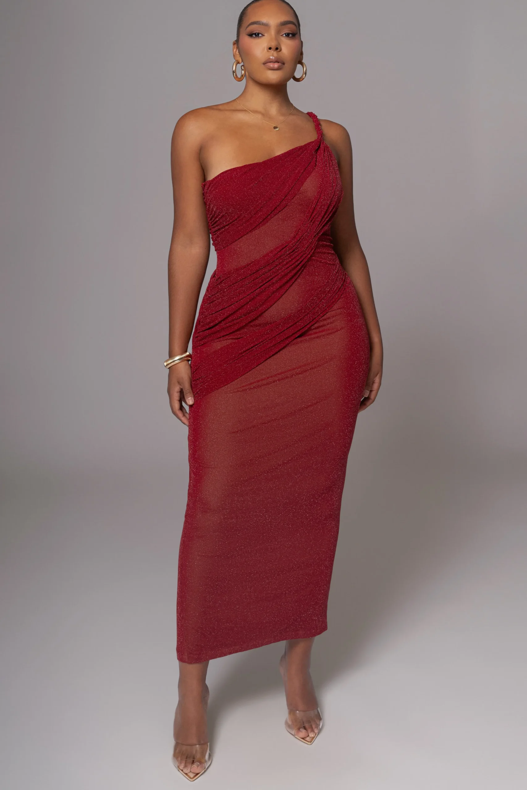 Red Alari One Shoulder Maxi Dress*JLUXLABEL Outlet