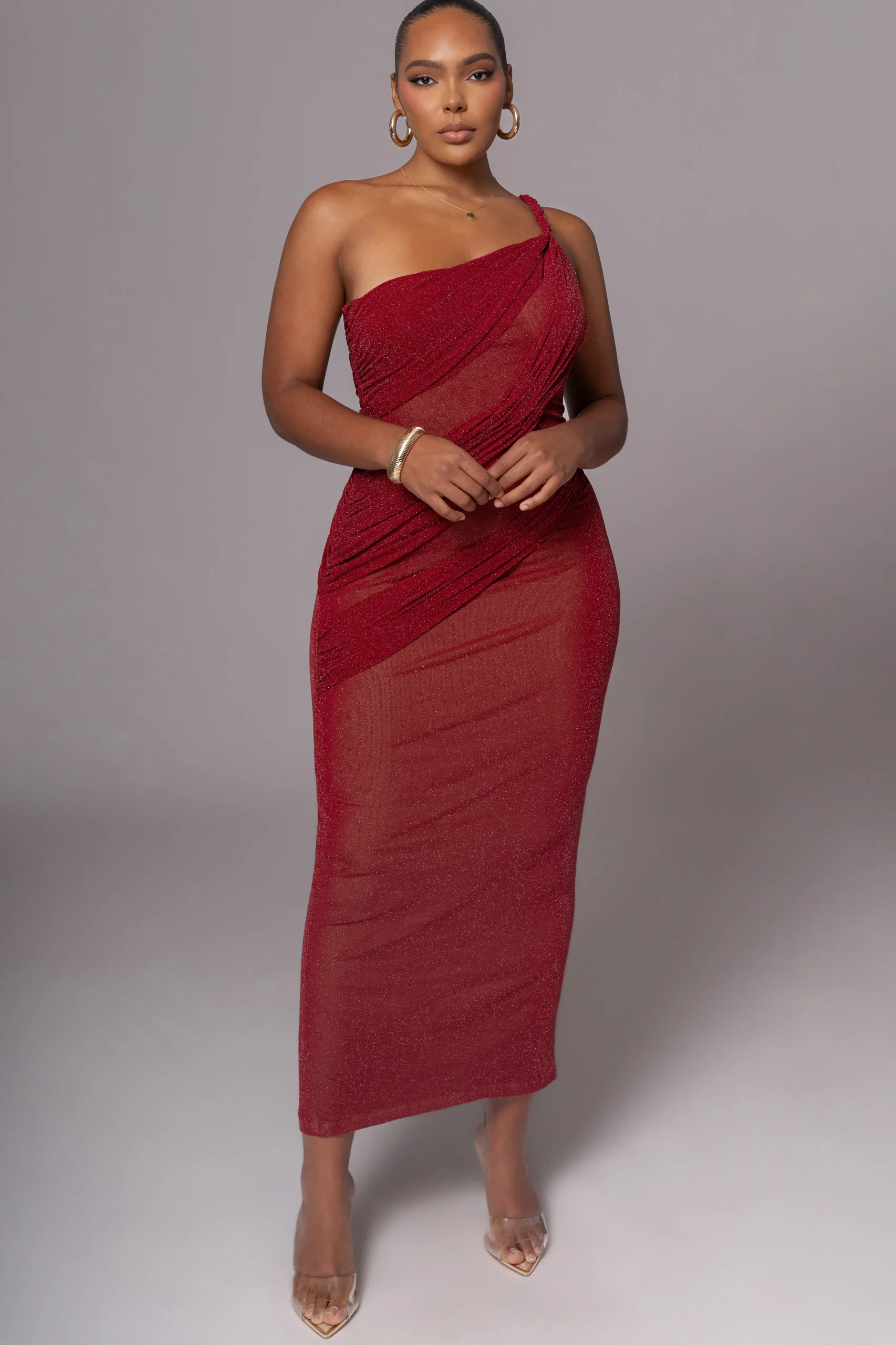 Red Alari One Shoulder Maxi Dress*JLUXLABEL Outlet