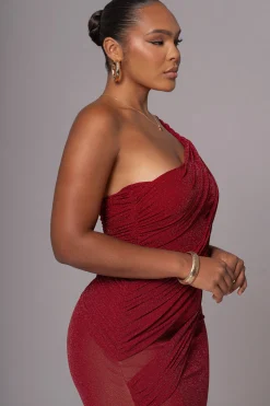 Red Alari One Shoulder Maxi Dress*JLUXLABEL Outlet