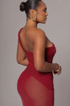 Red Alari One Shoulder Maxi Dress*JLUXLABEL Outlet