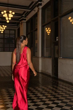 Red Anastacia Drape Maxi Dress*JLUXLABEL New