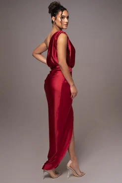 Red Anastacia Drape Maxi Dress*JLUXLABEL New