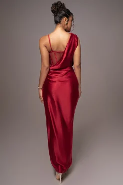 Red Anastacia Drape Maxi Dress*JLUXLABEL New