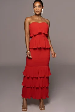 Red Casa Blanca Ruffle Dress*JLUXLABEL Fashion