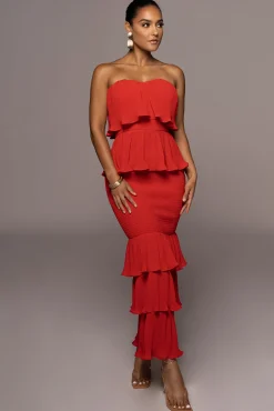 Red Casa Blanca Ruffle Dress*JLUXLABEL Fashion