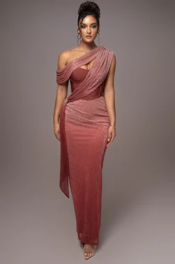 Red Celestina Draped Maxi Dress*JLUXLABEL Outlet