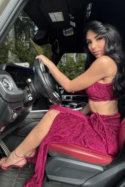 Red Chosen One Velvet Skirt Set*JLUXLABEL Hot