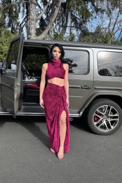 Red Chosen One Velvet Skirt Set*JLUXLABEL Hot