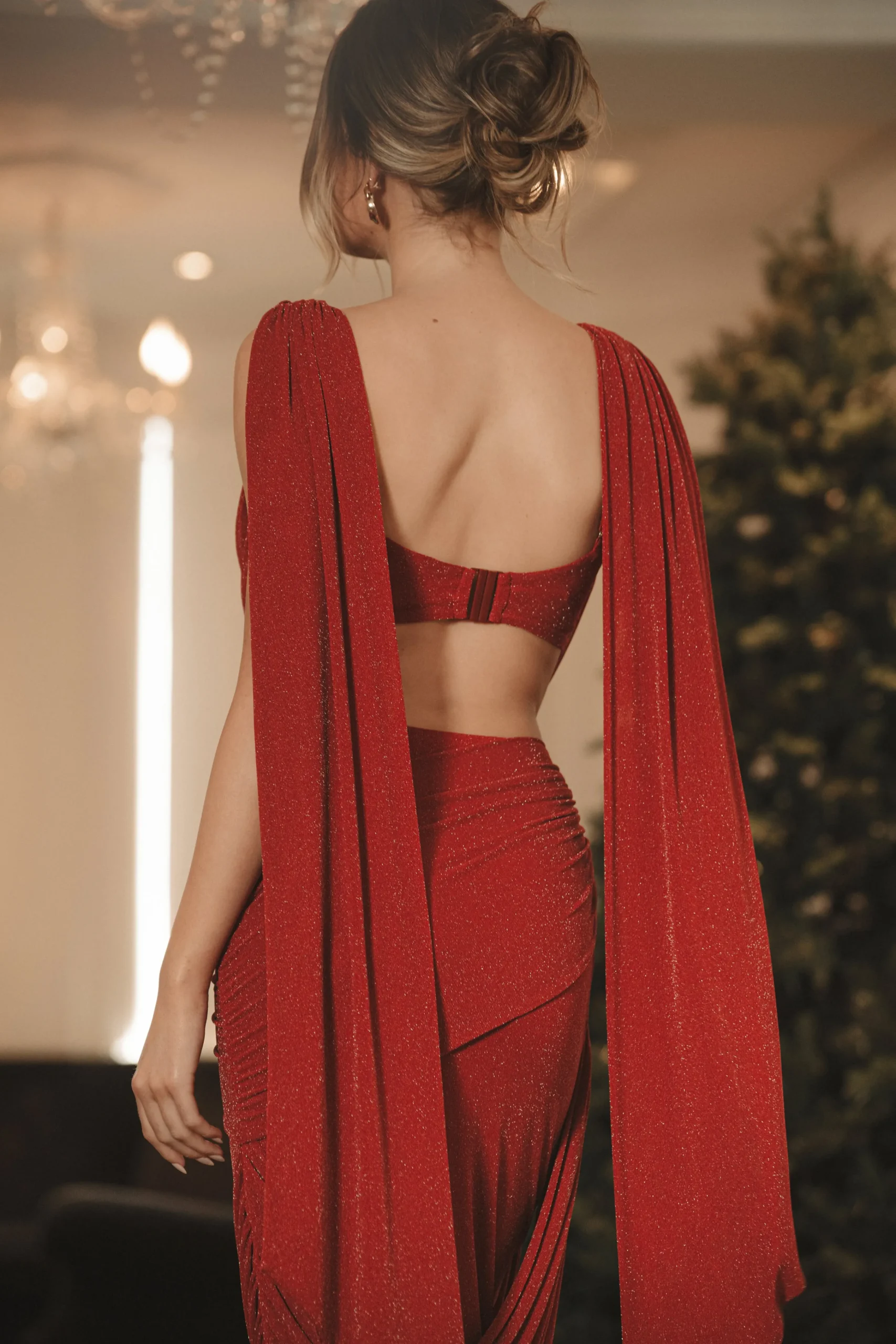 Red Divine Drape Skirt Set*JLUXLABEL Discount