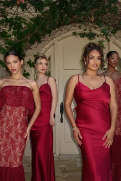 Red Down The Aisle Satin Gown*JLUXLABEL Discount