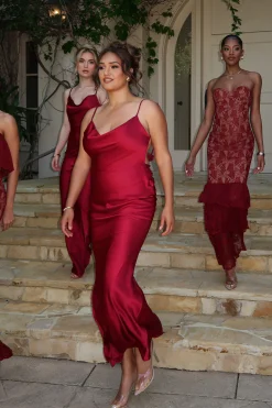 Red Down The Aisle Satin Gown*JLUXLABEL Discount
