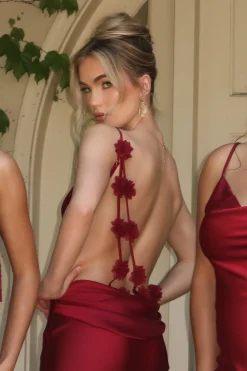 Red Down The Aisle Satin Gown*JLUXLABEL Discount