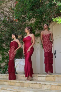 Red Down The Aisle Satin Gown*JLUXLABEL Discount