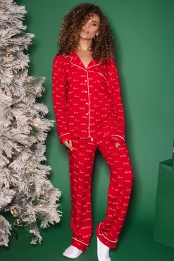 Red Home For The Holidays Adult Pajama Set*JLUXLABEL New