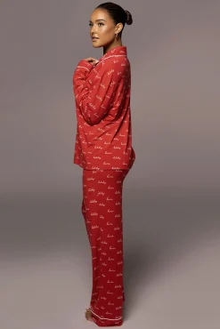 Red Home For The Holidays Adult Pajama Set*JLUXLABEL New