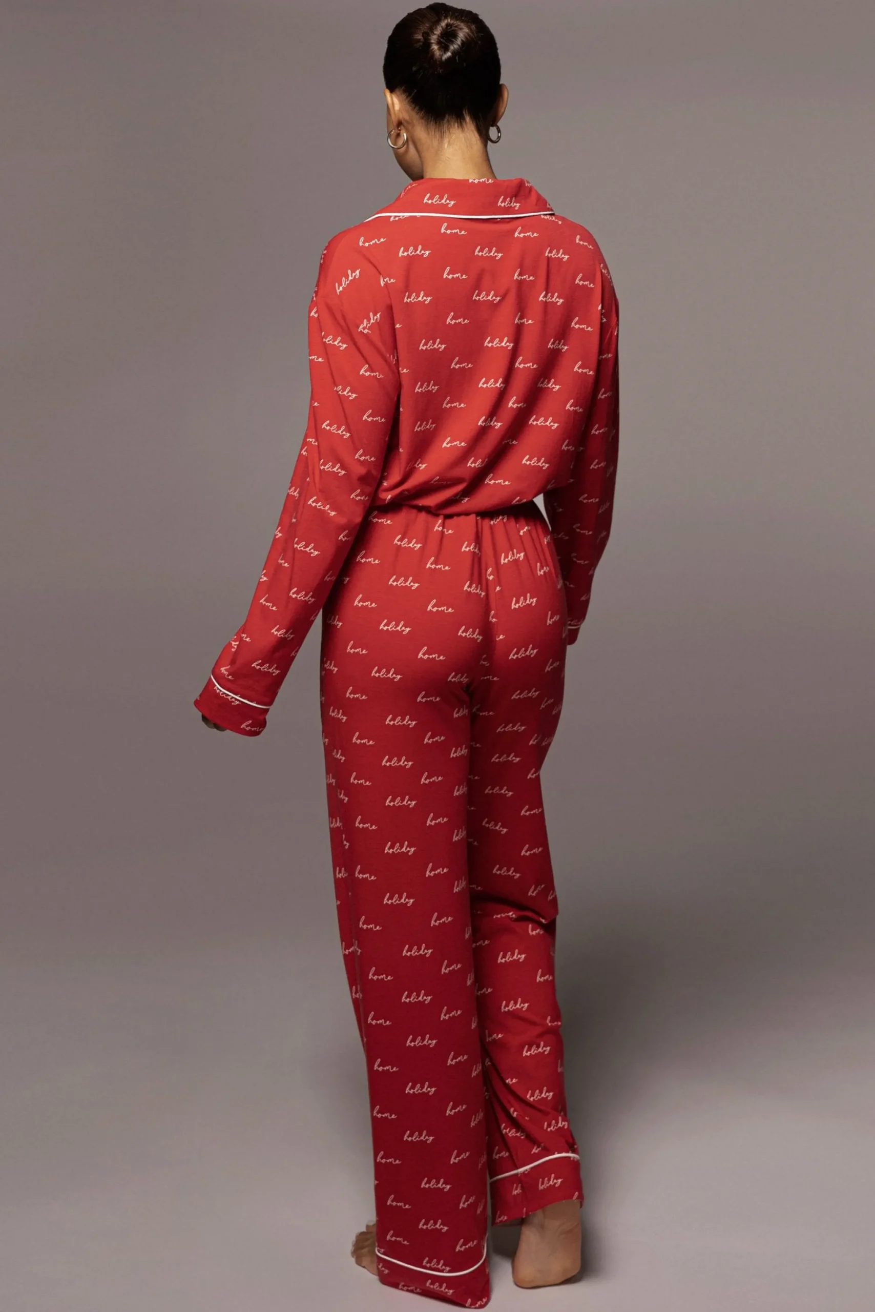 Red Home For The Holidays Adult Pajama Set*JLUXLABEL New