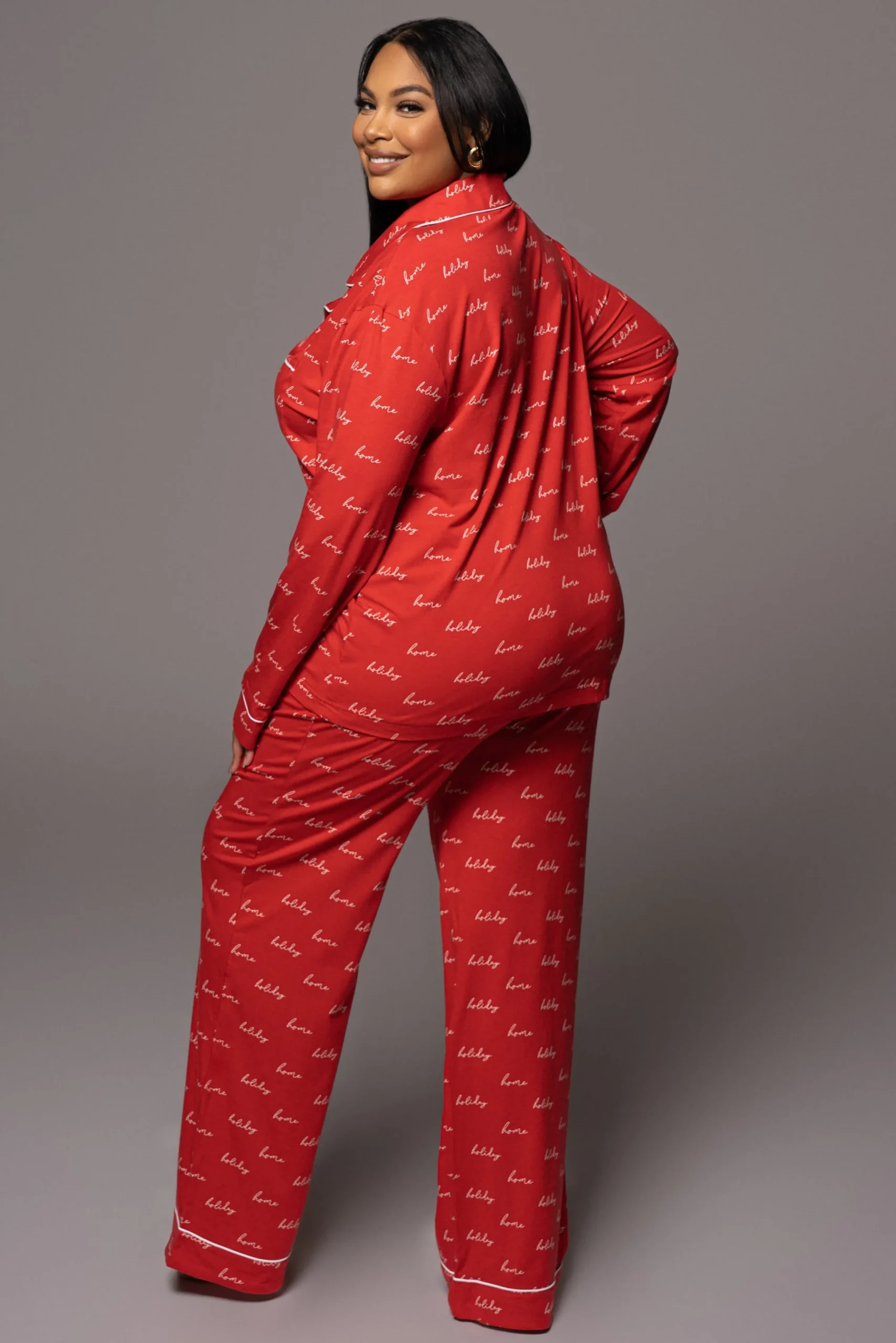Red Home For The Holidays Adult Pajama Set*JLUXLABEL New