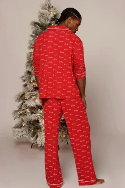 Red Home For The Holidays Adult Pajama Set*JLUXLABEL New