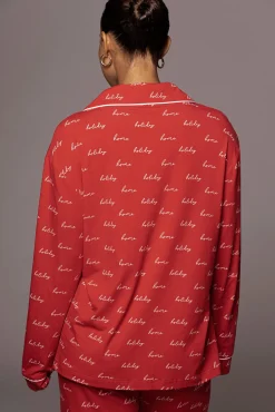 Red Home For The Holidays Adult Pajama Set*JLUXLABEL New