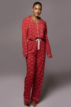 Red Home For The Holidays Adult Pajama Set*JLUXLABEL New