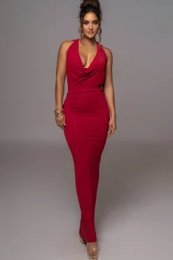 Red Infinite Allure Cowl Neck Dress*JLUXLABEL Discount