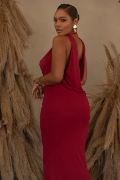 Red Infinite Allure Cowl Neck Dress*JLUXLABEL Discount