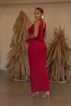 Red Infinite Allure Cowl Neck Dress*JLUXLABEL Discount