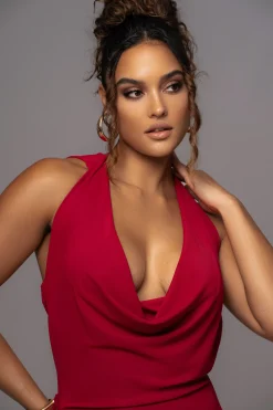 Red Infinite Allure Cowl Neck Dress*JLUXLABEL Discount