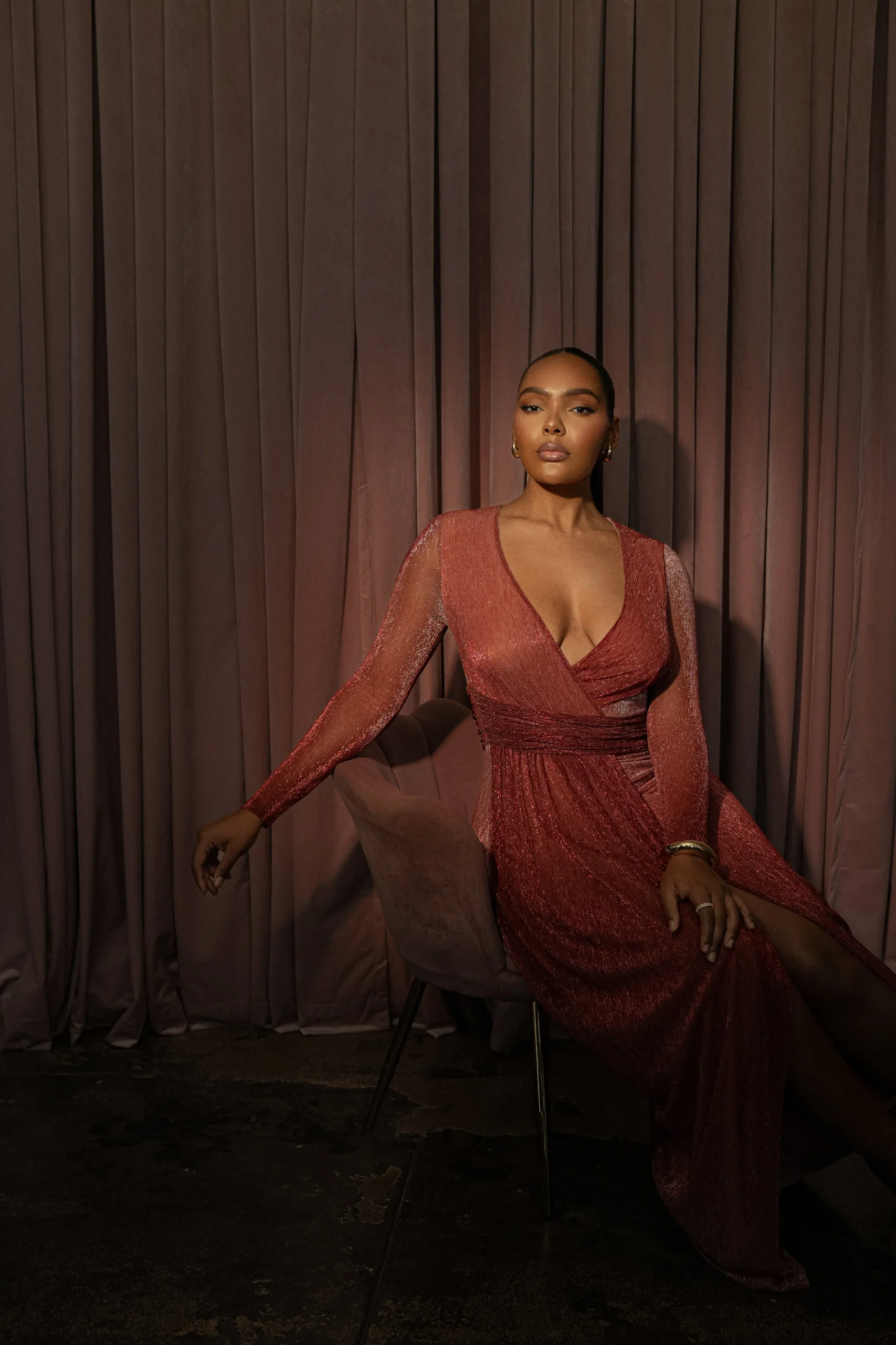 Red Karissa Plunge Maxi Dress*JLUXLABEL New