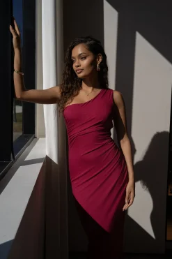 Red Kianna Drape Maxi Dress*JLUXLABEL New