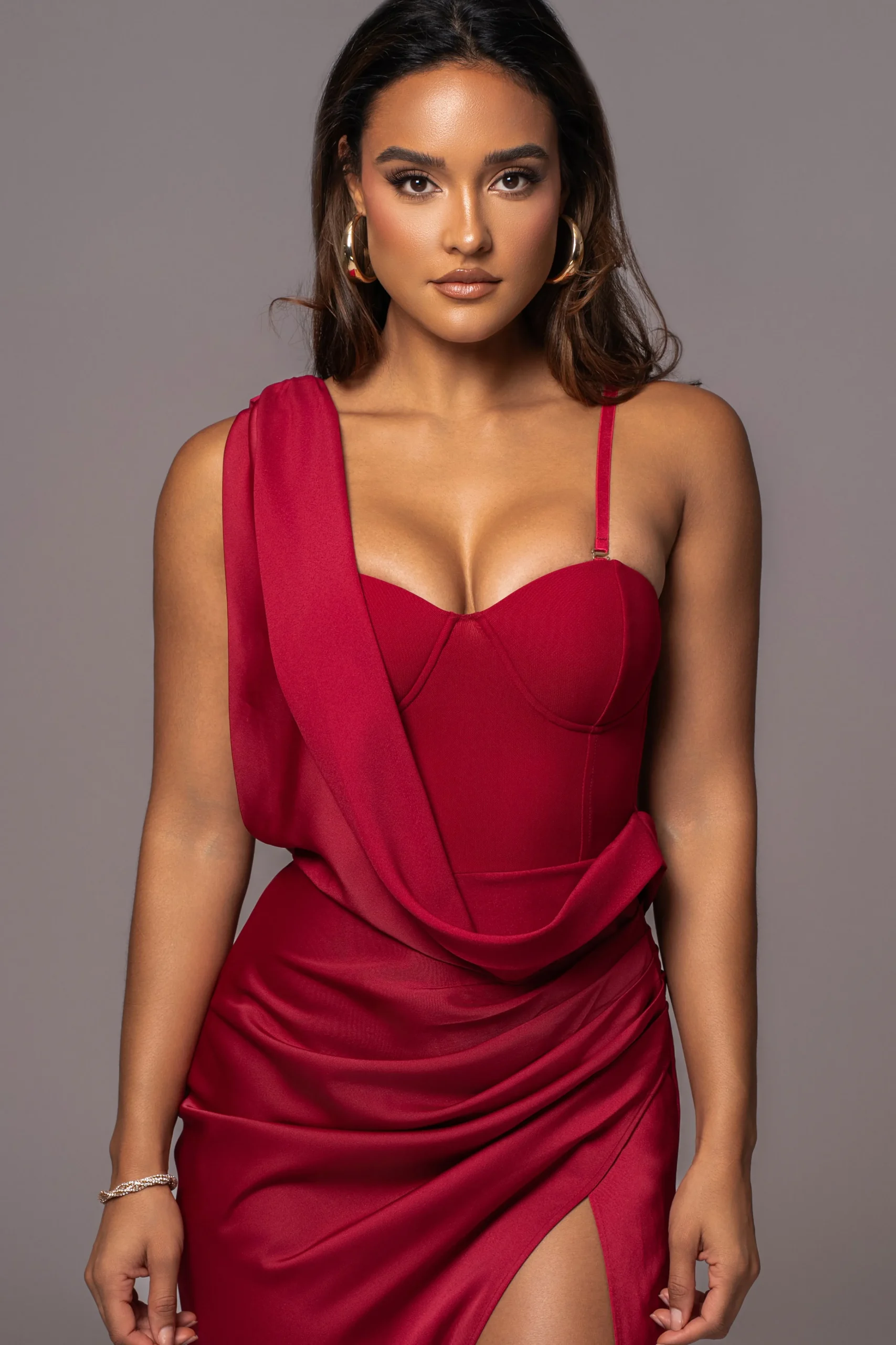 Red KRISTIANA SLIT DRESS*JLUXLABEL Fashion