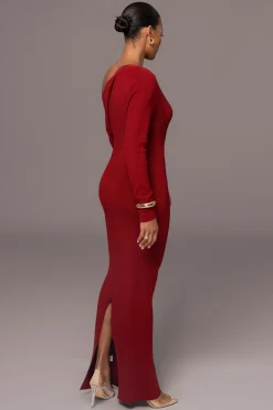 Red Night Shimmers Asymmetrical Maxi Dress*JLUXLABEL Sale