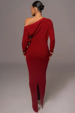 Red Night Shimmers Asymmetrical Maxi Dress*JLUXLABEL Sale