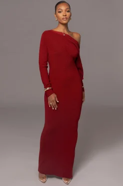 Red Night Shimmers Asymmetrical Maxi Dress*JLUXLABEL Sale