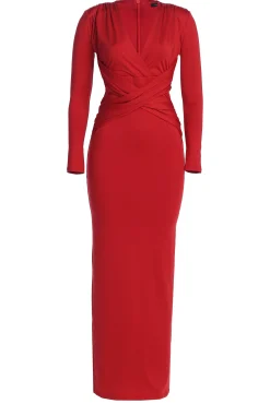 Red Rowan Plunge Maxi Dress*JLUXLABEL New