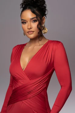 Red Rowan Plunge Maxi Dress*JLUXLABEL New