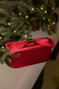 Red Satin Bow Clutch*JLUXLABEL Clearance
