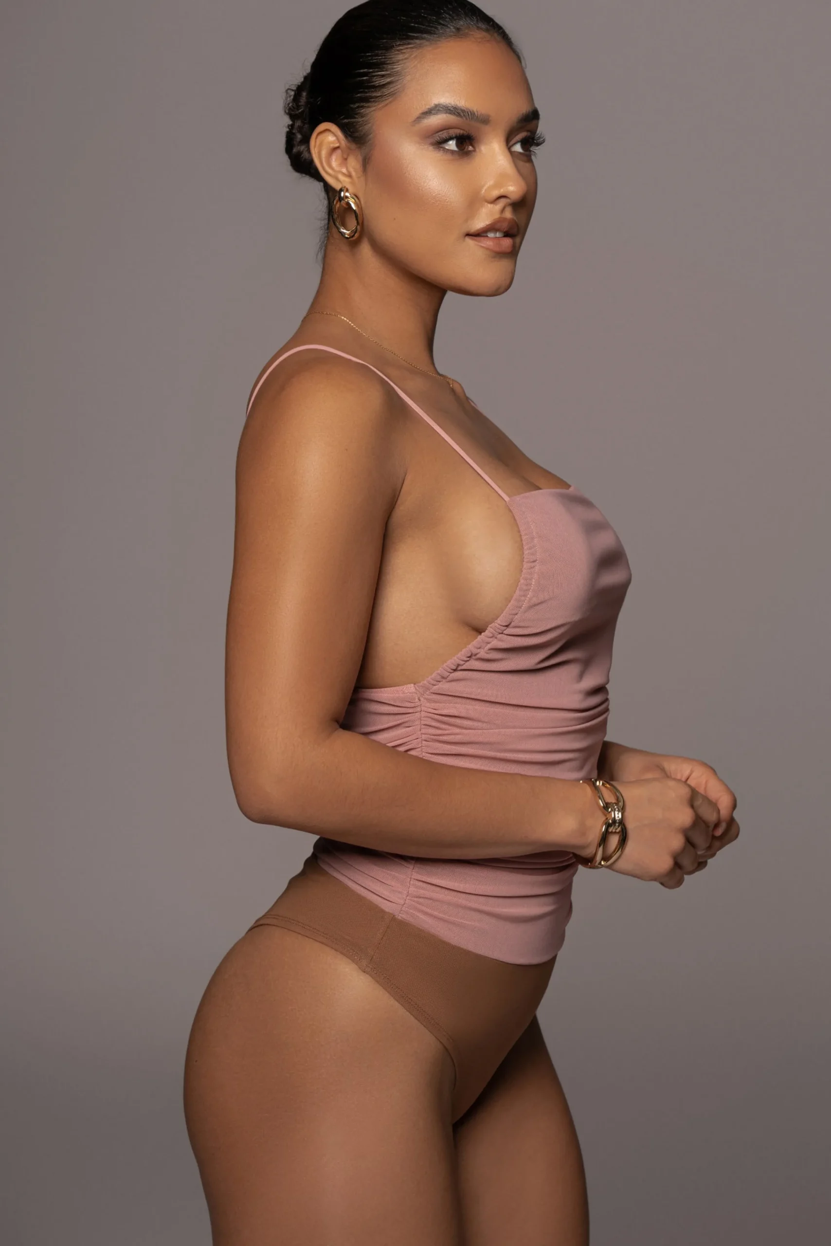 Rose Destrie Ruched Bodysuit*JLUXLABEL Sale