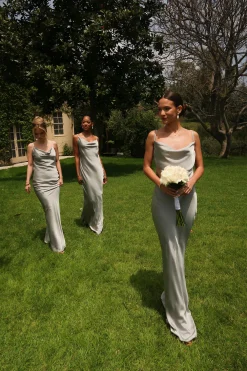 Sage Down The Aisle Satin Gown*JLUXLABEL Clearance