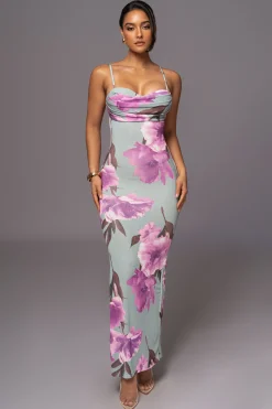 Sage Floral Slinky Visions Of You Maxi Dress*JLUXLABEL Hot