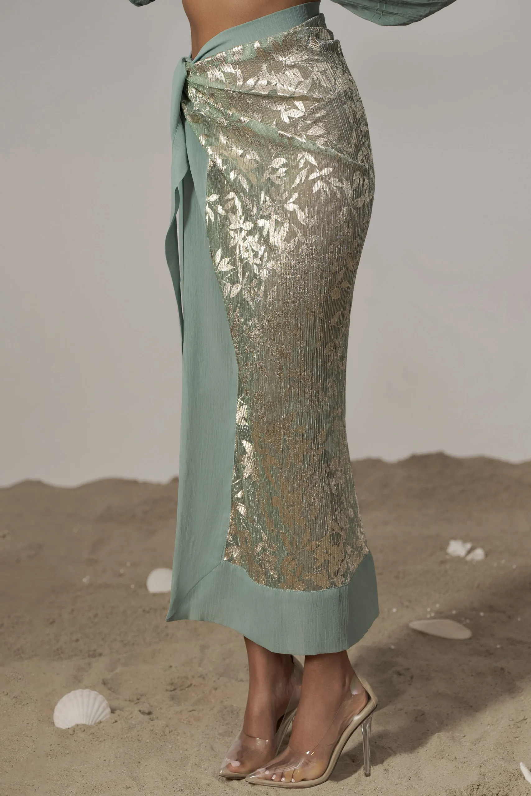 Sage Positano Printed Sarong Skirt*JLUXLABEL Clearance