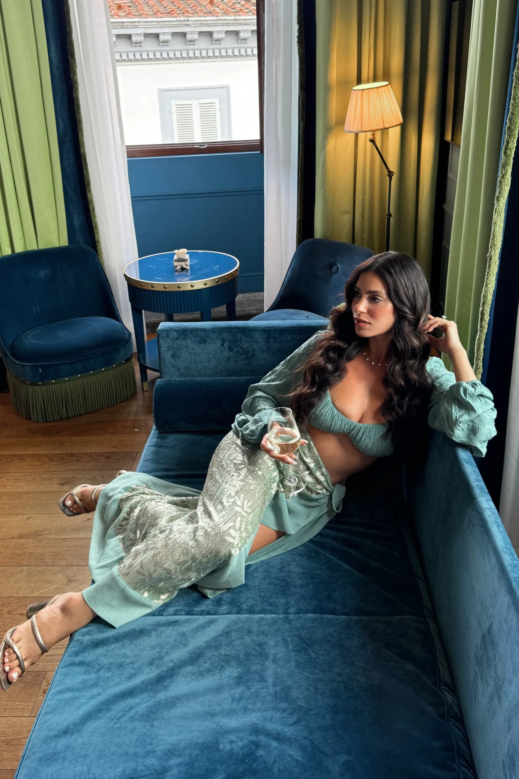 Sage Positano Printed Sarong Skirt*JLUXLABEL Clearance