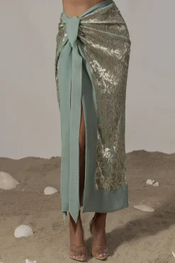 Sage Positano Printed Sarong Skirt*JLUXLABEL Clearance