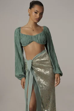 Sage Positano Printed Sarong Skirt*JLUXLABEL Clearance