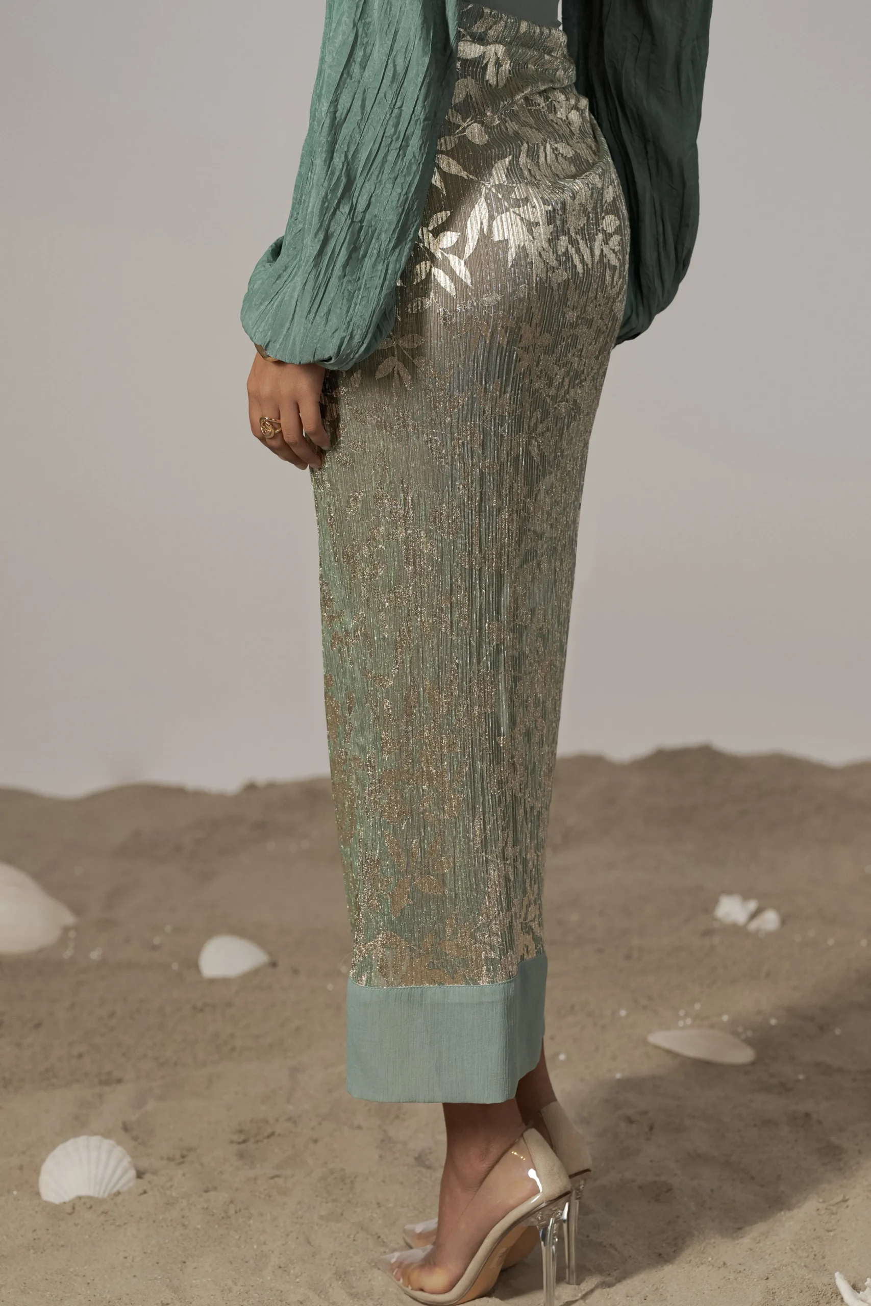 Sage Positano Printed Sarong Skirt*JLUXLABEL Clearance