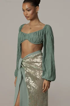 Sage Positano Printed Sarong Skirt*JLUXLABEL Clearance