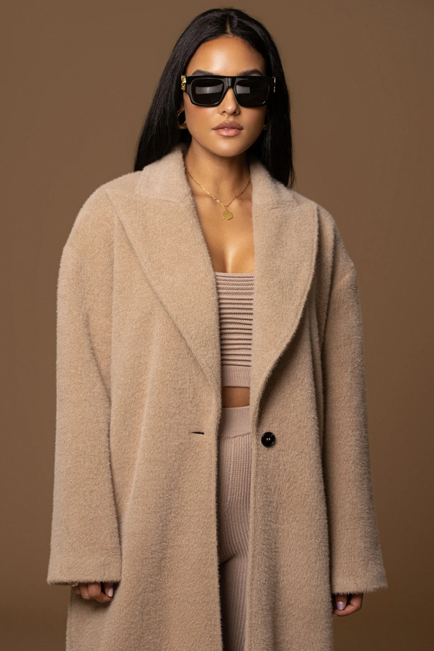 Sand Chelsie Longline Coat*JLUXLABEL Discount