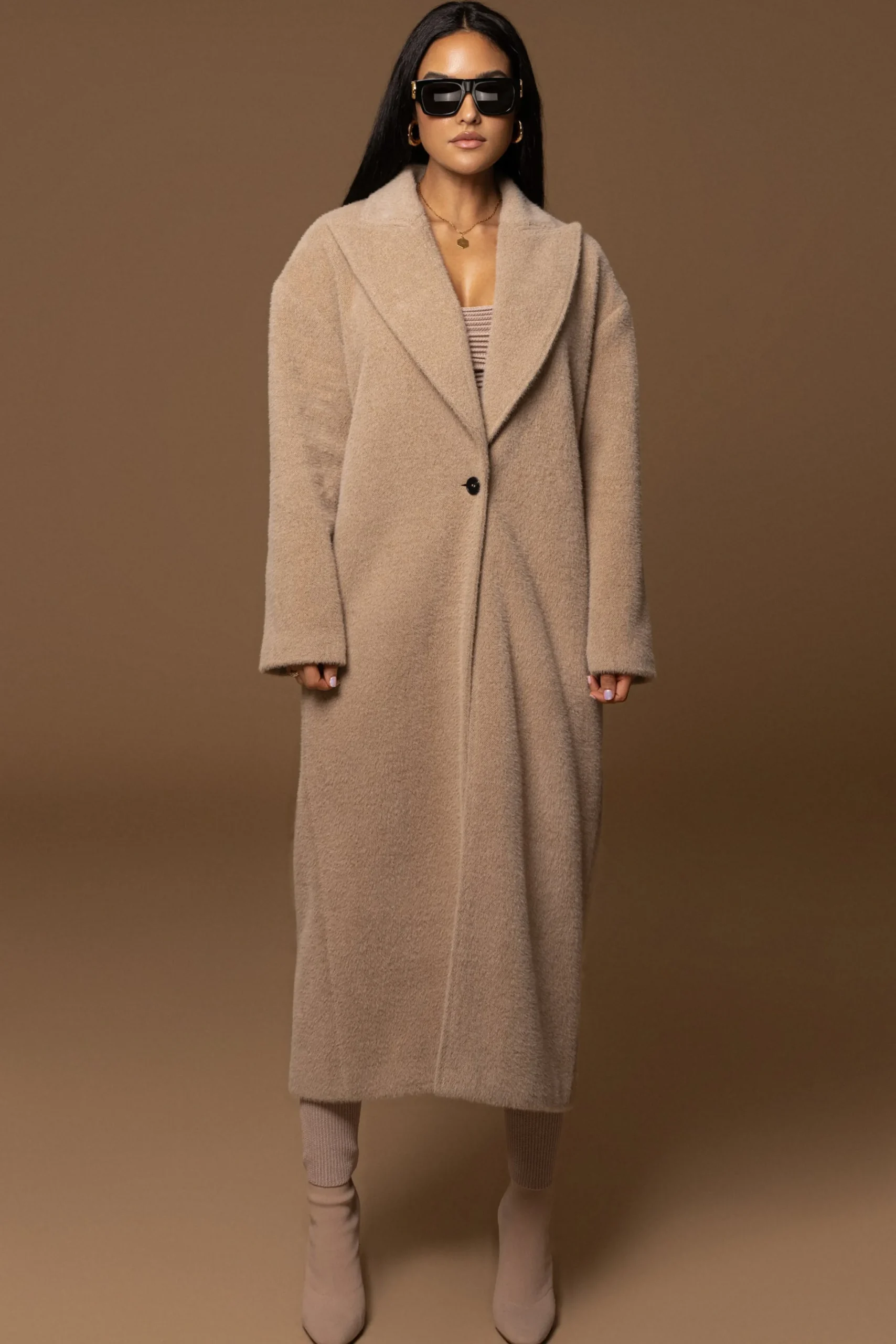 Sand Chelsie Longline Coat*JLUXLABEL Discount